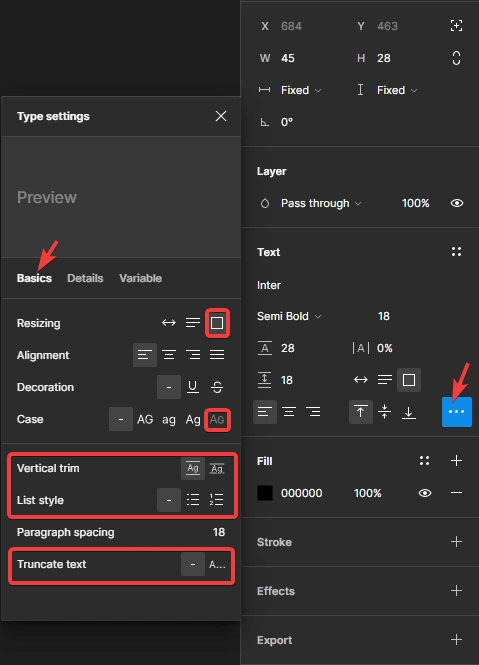 figma type settings basics