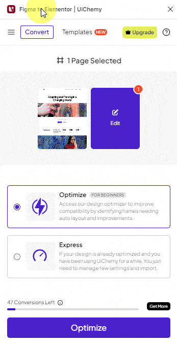 list of widgets figma to elementor conversion 1