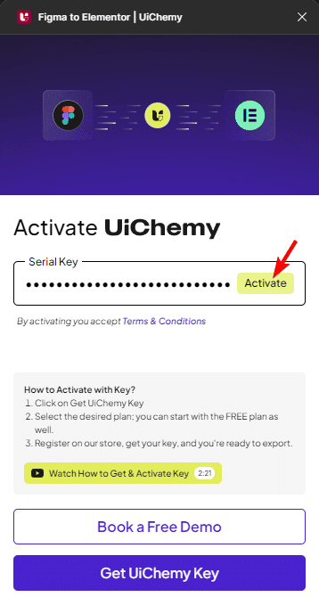 uichemy activate account new ui