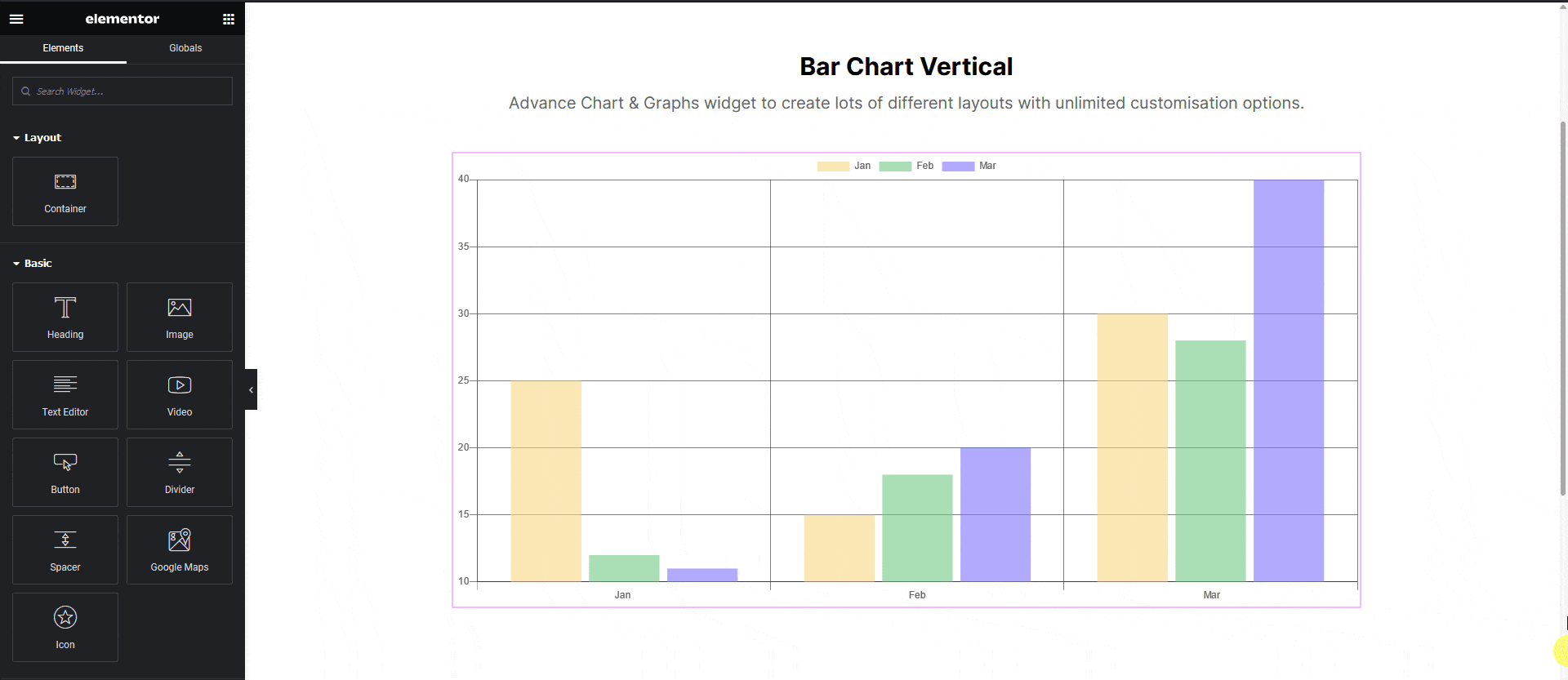 exported template with chart
