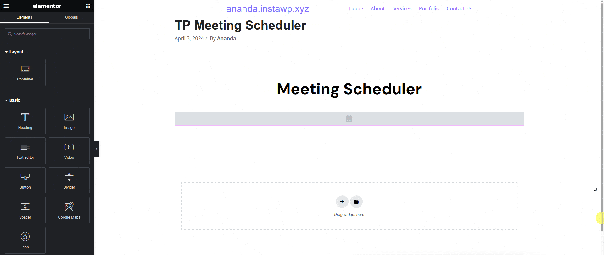 exported template with meeting scheduler