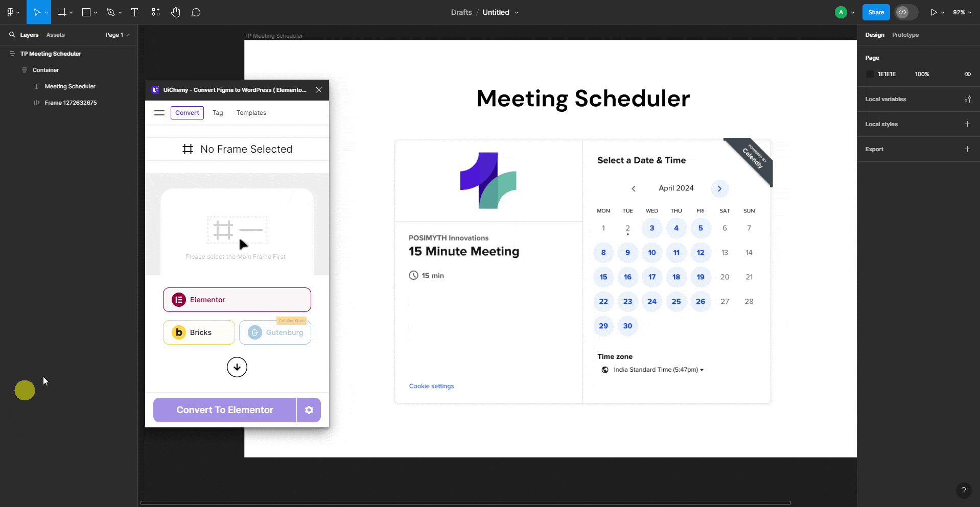 How to Tag The Meeting Scheduler Widget for Figma to Elementor? UiChemy