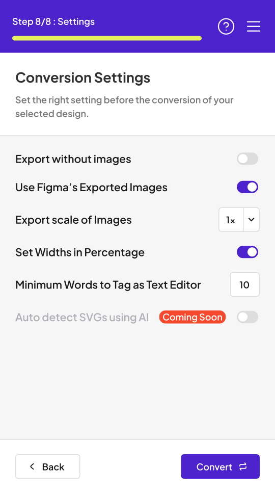 Conversion Settings
