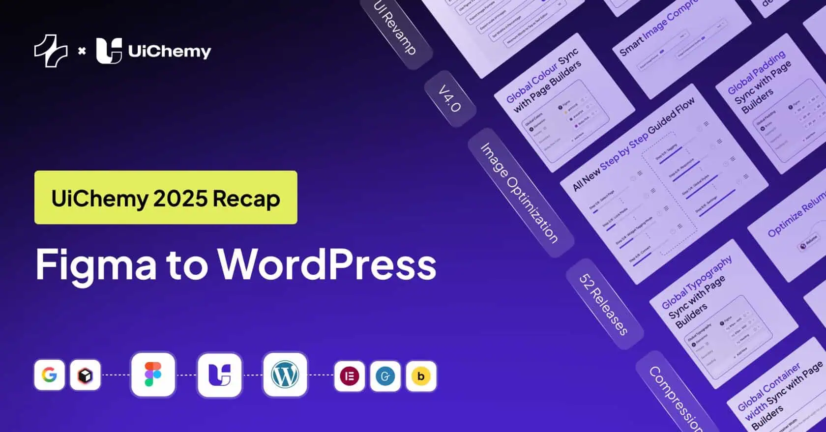 UiChemy 2025 recap showcasing features like global color sync, image optimization, and theme builder tools.