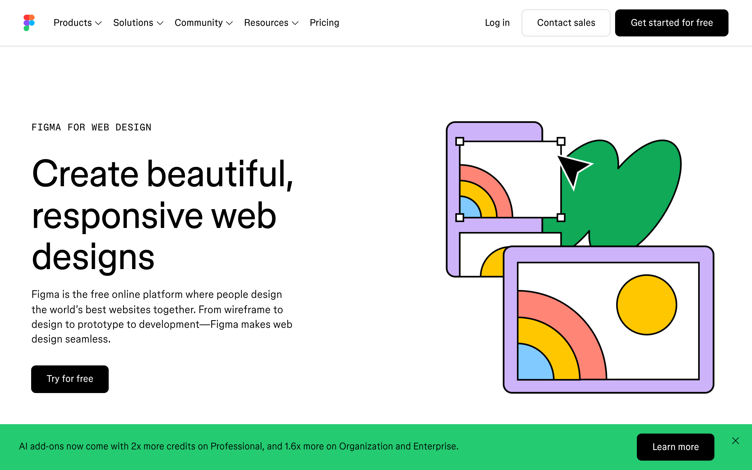 Figma web design page showing responsive layout and web design workflow features