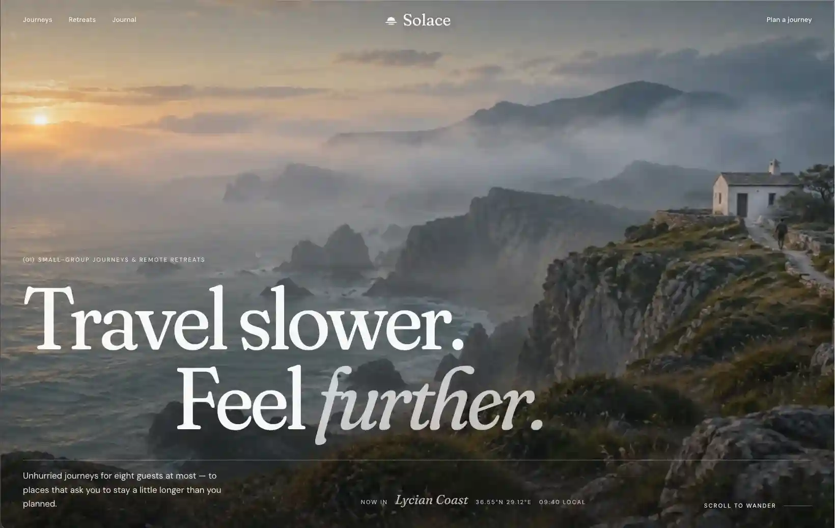Solace  Travel slower. Feel further.