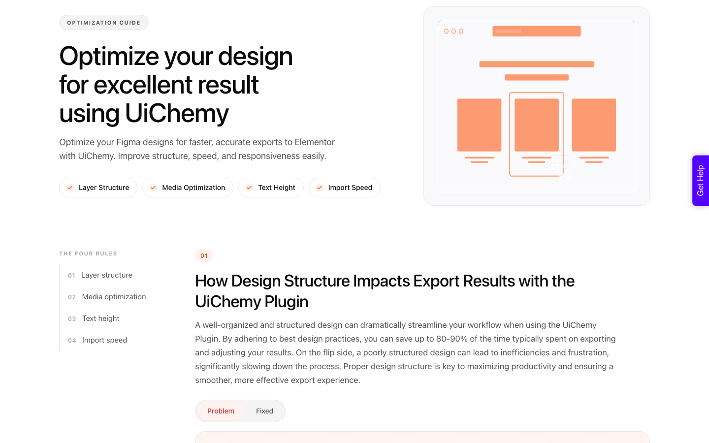 UiChemy design optimisation guide showing how to prepare a Figma file for accurate WordPress export
