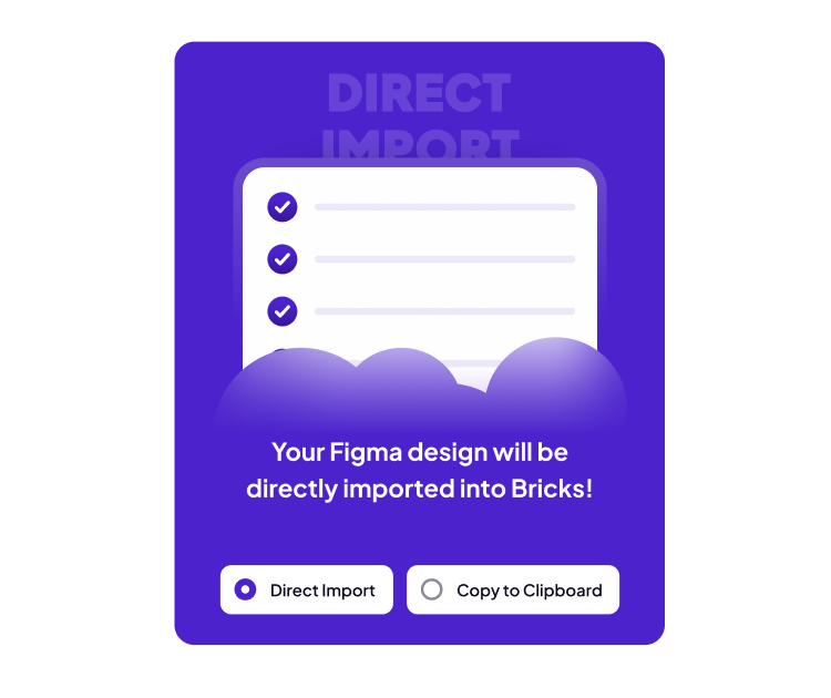 UiChemy final step offering Direct Import into Bricks or Copy to Clipboard