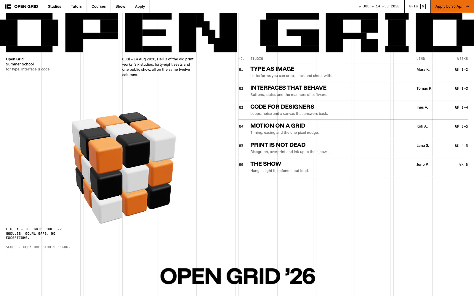 Open Grid Summer School for Type, Interface & Code