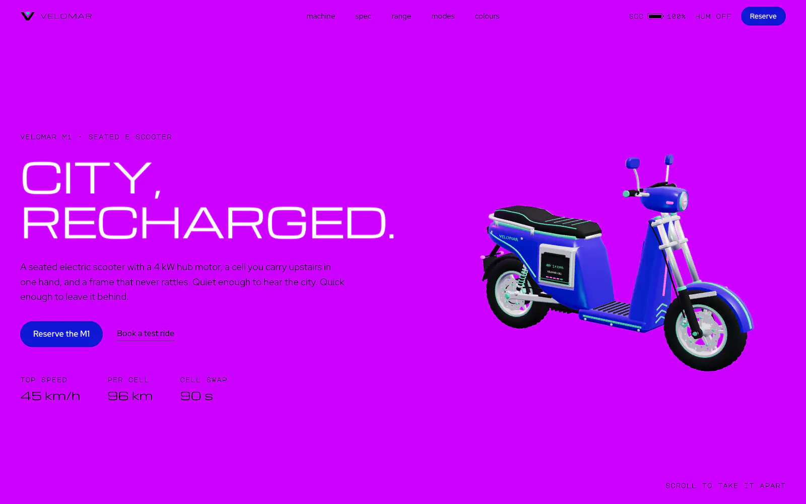 Velomar M1 Seated Urban E-Scooter