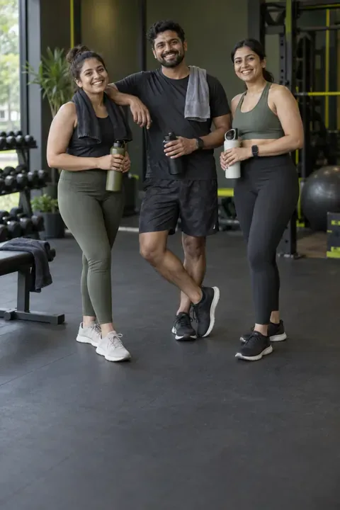 Friends celebrating after a workout
