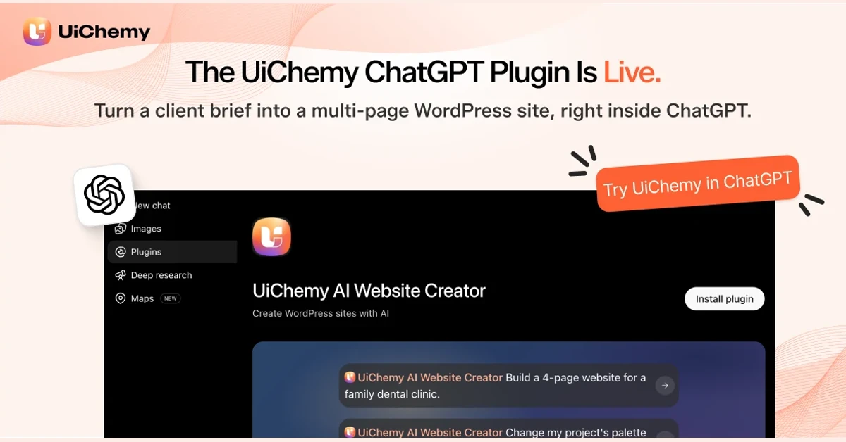 UiChemy AI Website Creator Is Now in ChatGPT