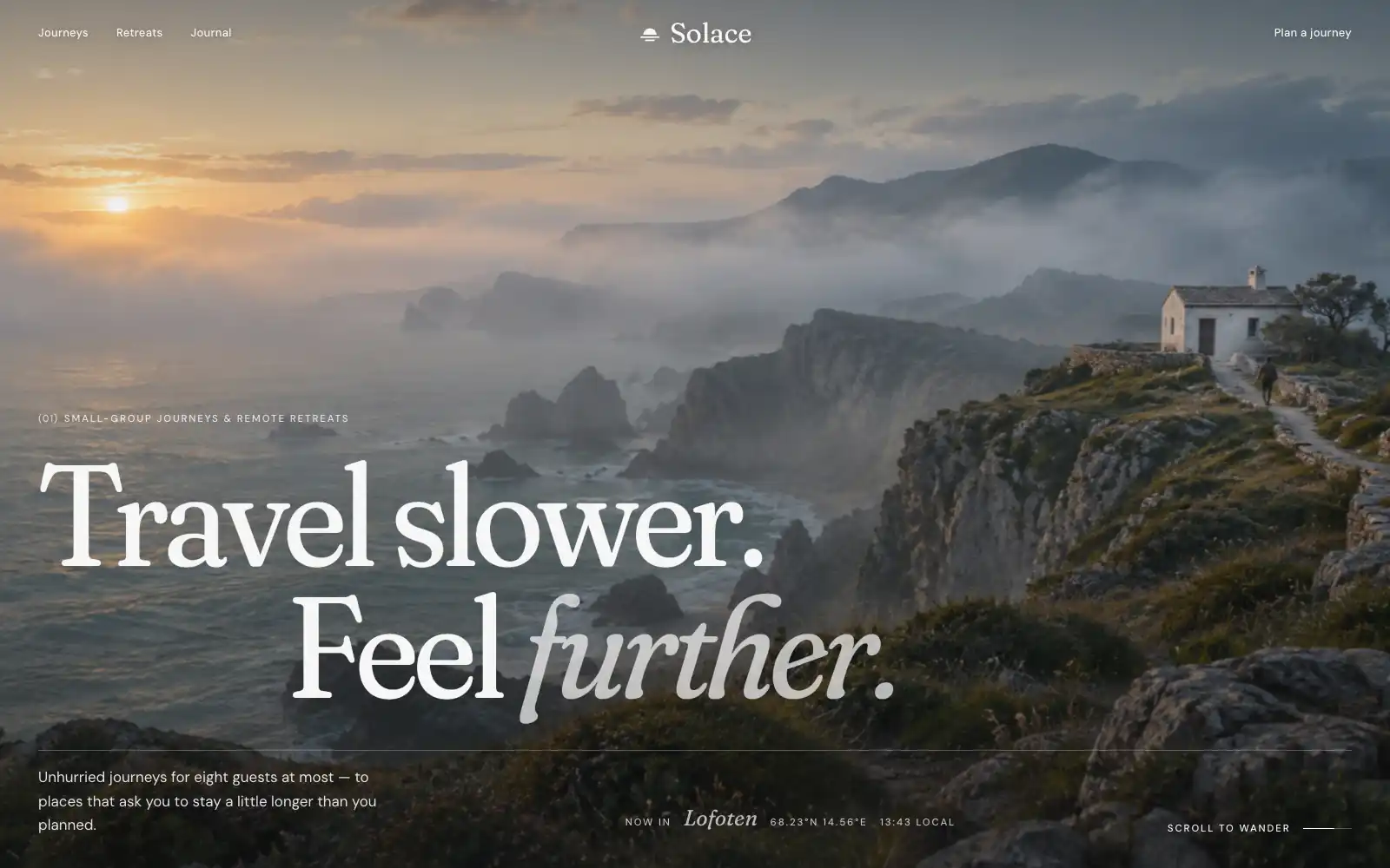 Solace  Travel slower. Feel further.